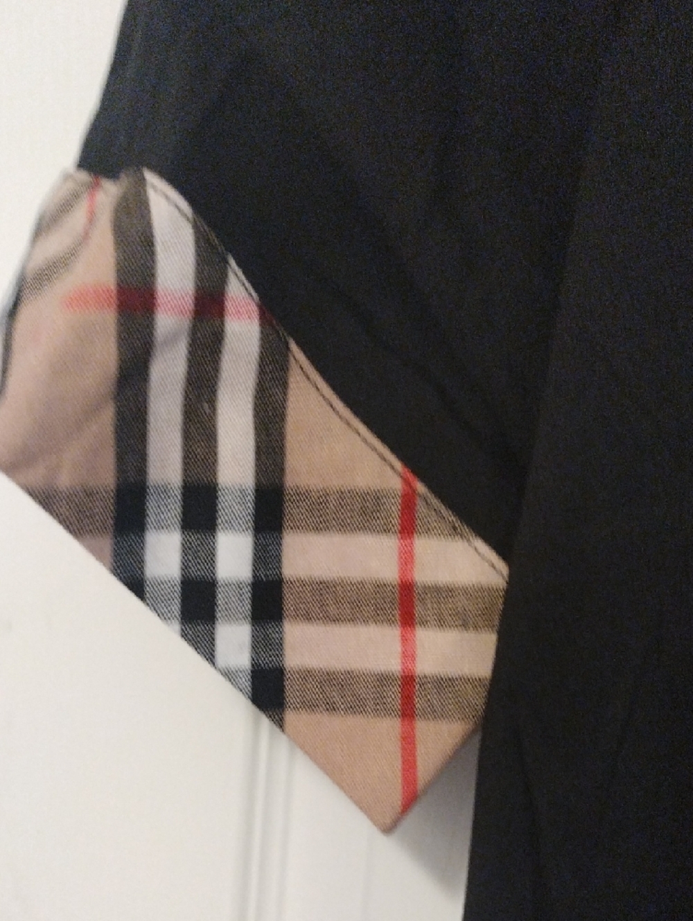 Zenobia Black Shirt with Popular Print Tan/Black /Red/White Plaid Trim - Picture 4 of 7